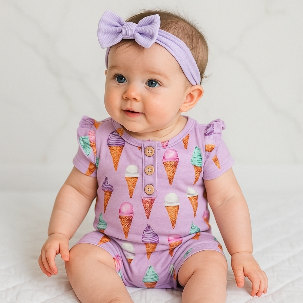 Ice Cream Print Baby Romper